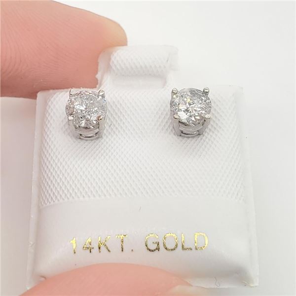 14K White Gold 2 Diamond(0.19ct) Studs Earrings (~weight 0.3g), Made in Canada, Suggested Retail Val