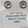 Image 2 : 14K White Gold 2 Diamond(0.19ct) Studs Earrings (~weight 0.3g), Made in Canada, Suggested Retail Val