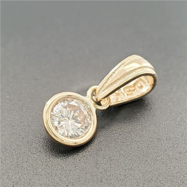 14K Yellow Gold Diamond(0.3ct) 1 Bezel Set Diamond(G.I3), Hand Assembled With High Polish Finish Pen