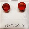 Image 1 : 10K White Gold 2 Carnelian(1.4ct) Orange Colored Carnelian Studs Earrings (~weight 0.6g), Made in Ca