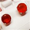 Image 2 : 10K White Gold 2 Carnelian(1.4ct) Orange Colored Carnelian Studs Earrings (~weight 0.6g), Made in Ca