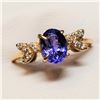 Image 2 : 10K Yellow Gold Tanzanite(1ct) Diamond(0.12ct) Prong Set,1 Oval Cut Natural Tanzanite Intense Violet