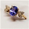 Image 3 : 10K Yellow Gold Tanzanite(1ct) Diamond(0.12ct) Prong Set,1 Oval Cut Natural Tanzanite Intense Violet