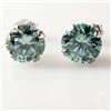 Image 1 : 10K White Gold Moissanite(1.5ct) Hand Assembled Studs, 2 Basket Set Light Bluish Green Moissanite Ea