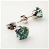 Image 2 : 10K White Gold Moissanite(1.5ct) Hand Assembled Studs, 2 Basket Set Light Bluish Green Moissanite Ea