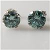 Image 3 : 10K White Gold Moissanite(1.5ct) Hand Assembled Studs, 2 Basket Set Light Bluish Green Moissanite Ea