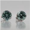 Image 4 : 10K White Gold Moissanite(1.5ct) Hand Assembled Studs, 2 Basket Set Light Bluish Green Moissanite Ea