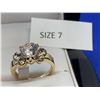 Image 4 : Stunning solitaire with side stones 14K GP snniversary ring - size 7