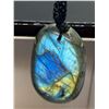 Image 2 : Natural Labradorite PendantHealing Stone 3-5 cm wide with woven necklace