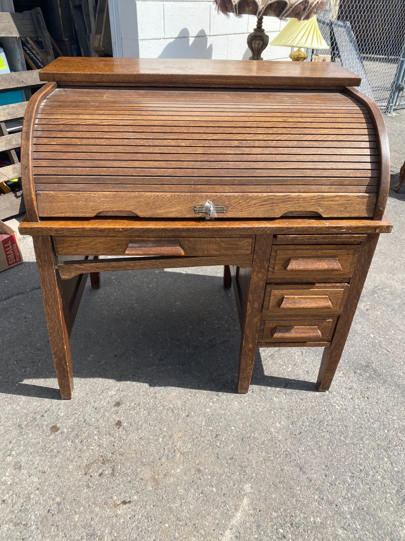 Roll top desk back needs repair