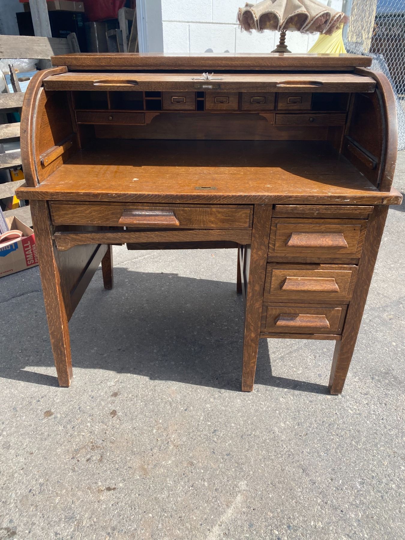 Roll top desk back needs repair