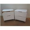 Image 1 : Pair: 2-Drawer Nightstands 19"W x 17"D x 21"H (some areas of the lacquered overlay are peeling and s