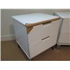 Image 2 : Pair: 2-Drawer Nightstands 19"W x 17"D x 21"H (some areas of the lacquered overlay are peeling and s