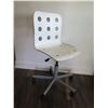 Image 1 : White Minimalist Office Chair w/ Round Cut-Outs  (shows signs of wear)