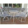 Image 1 : Patio Bistro Table (30" Dia, 33"H) & 2 Chairs (shows general wear and tear)