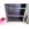Image 4 : Dark Brown Shelving Unit (56"H) and Small White Organizer Shelving Unit with Wheels (37" H)