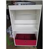 Image 8 : Dark Brown Shelving Unit (56"H) and Small White Organizer Shelving Unit with Wheels (37" H)