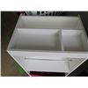 Image 9 : Dark Brown Shelving Unit (56"H) and Small White Organizer Shelving Unit with Wheels (37" H)