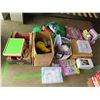 Image 1 : Misc. Toys, Unopened Craft Kit, Candles, Unopened Playdough Set, Ceramic Piggy Bank, Bey Blade Stadi