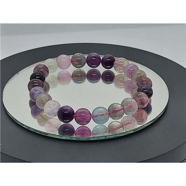 9 mm Natural Rainbow Fluorite Stretchable Bracelet