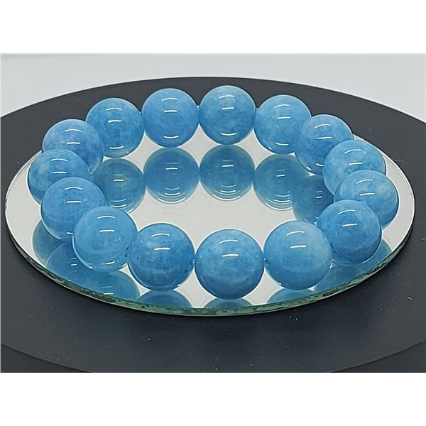 14mm Natural Blue Aquamarine Crystal Rough Bracelet Beads