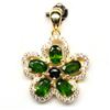 Image 1 : NATURAL 4 X 6 mm. GREEN CHROME DIOPSIDE, SAPPHIRE & CZ 925 SILVER PENDANT