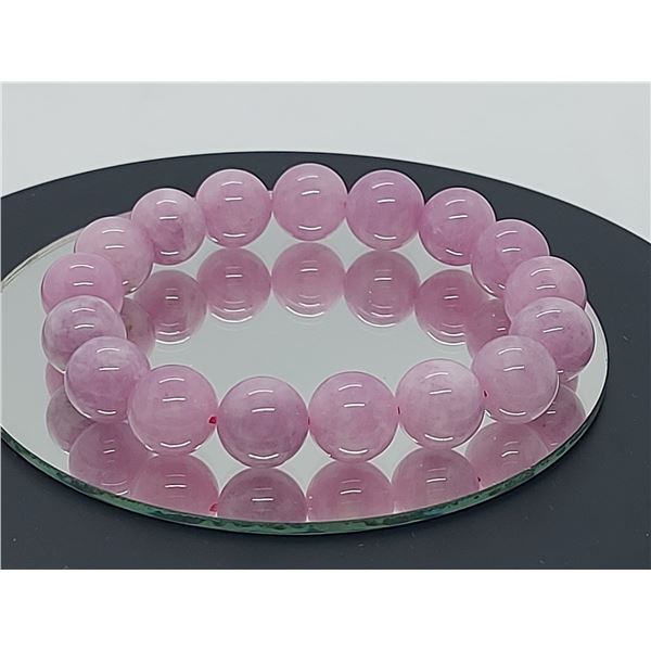 Genuine Natural Purple Kunzite Round Beads Stretchy Bracelet