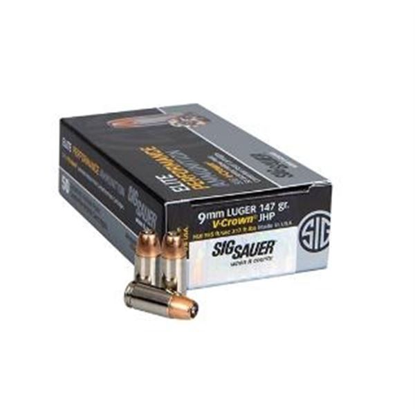 SIG AMMO 9MM 147GR ELITE V-CROWN JHP - 50 RDS