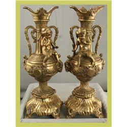 French Rococo Candlesticks Children Brass #1672604