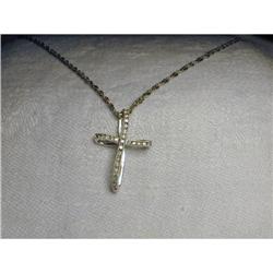 Estate 14K WG White Gold Diamond Cross Pendant #1672648