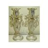 Image 1 : Pair Pressed Glass & Crystal Luster Candle #1673097
