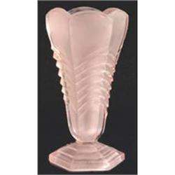 Pink Depression Satin Glass Chevron Vase #1701729