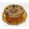 Image 1 : Glass Jeweled Filigree Brass, Powder Jar #1701833