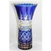 Image 1 : Czech Blue Cut To Clear 8 1/2 in Vase #1701918