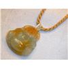 Estate 14K YG Gold Diamond Jade Buddha Pendant #1720140