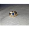 Estate 14K YG Gold Sapphire Diamond Mens Ring #1720144
