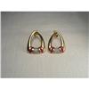 Image 1 : Estate 14K YG Gold Diamond Ruby Hoop Earrings #1720185