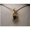 Estate 14K YG Diamond Sapphire Floral Pendant #1720203