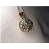 18K Pink Gold Rose Cut Diamond Emerald Pendant #1720204