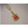 Rare Estate 18K YG Gold Handmade Coral Pendant #1720207