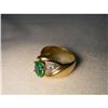 Estate 14K YG Gold Emerald Diamond Band Ring #1720215