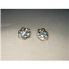 14K WG Gold Diamond Blue Topaz Floral Earrings #1720225