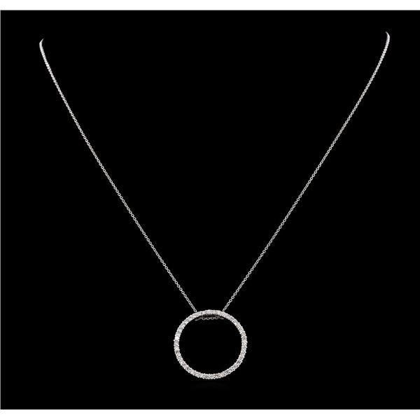 0.50 ctw Diamond Circle Pendant with Chain - 18KT White Gold