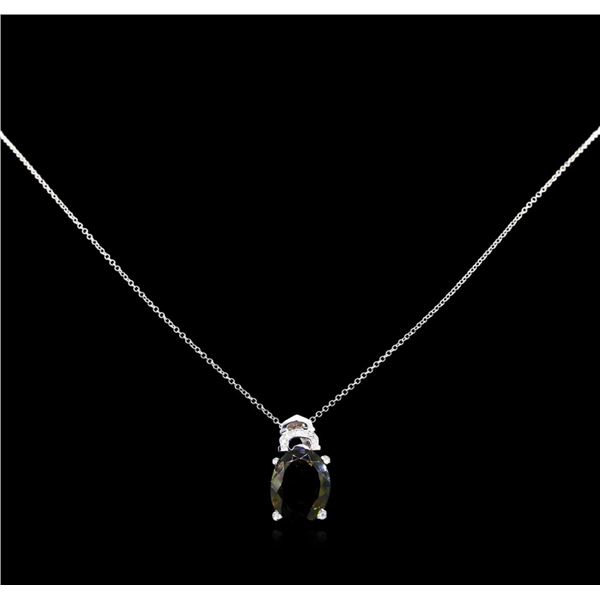 6.58 ctw Tourmaline and Diamond Pendant with Chain - 14KT White Gold