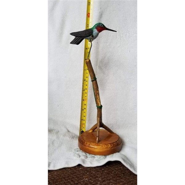 Hand carved and painted hummingbird