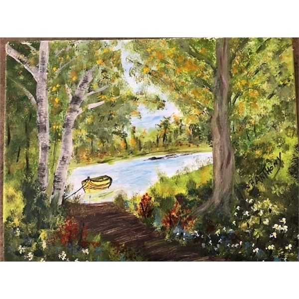 8 X14" Acrylic on Canvas "Tranquil Summer Scene"