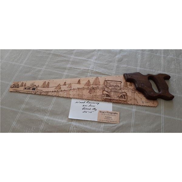 Wood Burning on Birch Plywood  Saw 26" X 6"