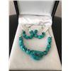 Image 4 : Turquoise Necklace 18 3/4 "  Stainless steel chain and matching earings