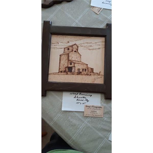 Wood Burning Elevator on Birch  14 X14"