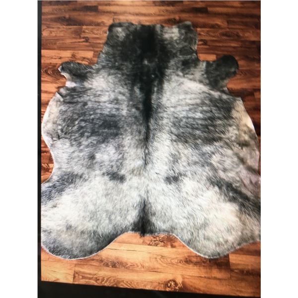 Large Cowhide Rug approx 36 sq feet  Color salt/pepper black
